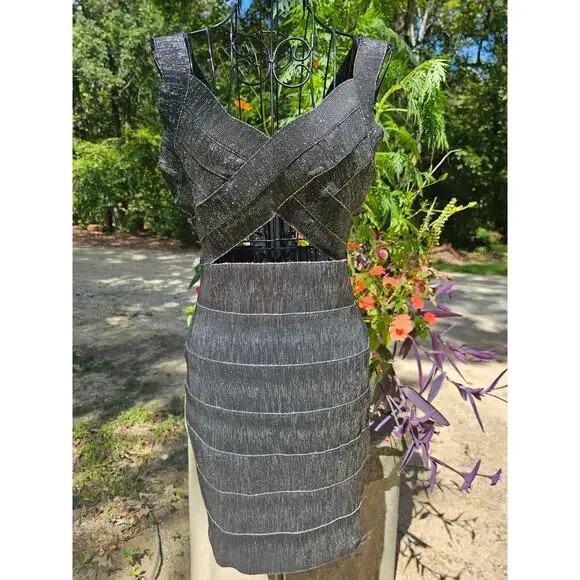 WOW COUTURE Sexy Black Silver Sparkle Glittering Dress Women's size M Medium - Picture 1 of 9